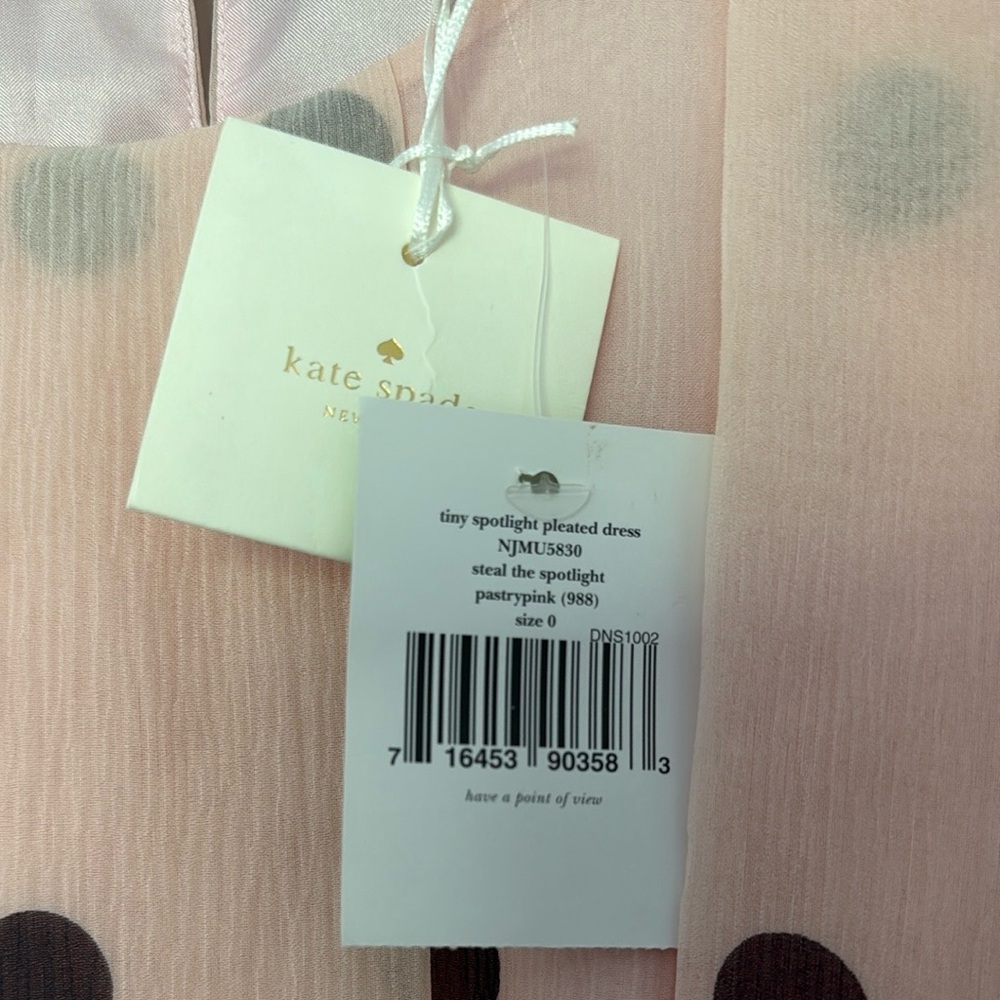 NWT Kate Spade "Tiny Spotlight" Pink Polka Dot Dress 0 zero - Picture 4 of 6